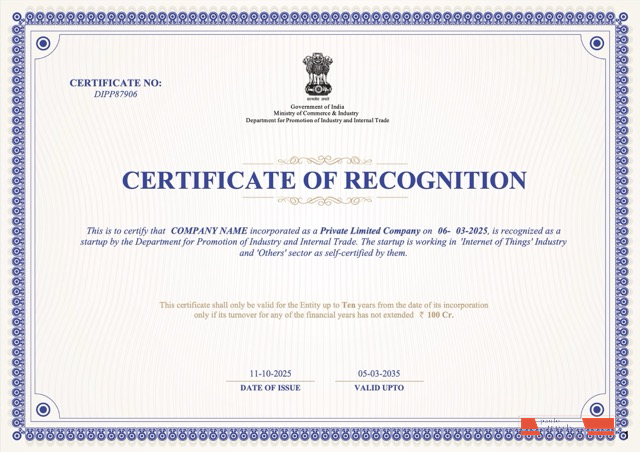 India certificate of recognition Word and PDF template
